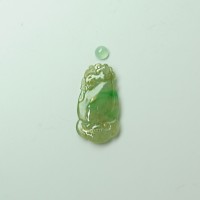 圖示-翡翠玻璃種/金絲吊墜配6mm玻冰種圓形弧面翡翠(Jadeite)