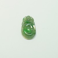 圖示-翡翠玻璃種/金絲如意吊墜(Jadeite)