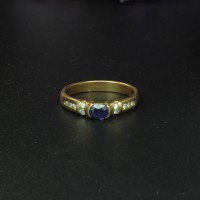 圖示-藍寶鑽石黃K金戒指(Sapphire Ring)