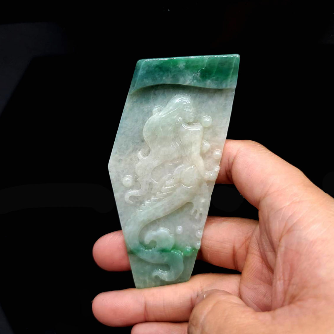 圖示-翡翠/美人魚玻冰種吊墜(Jadeite Pendant)