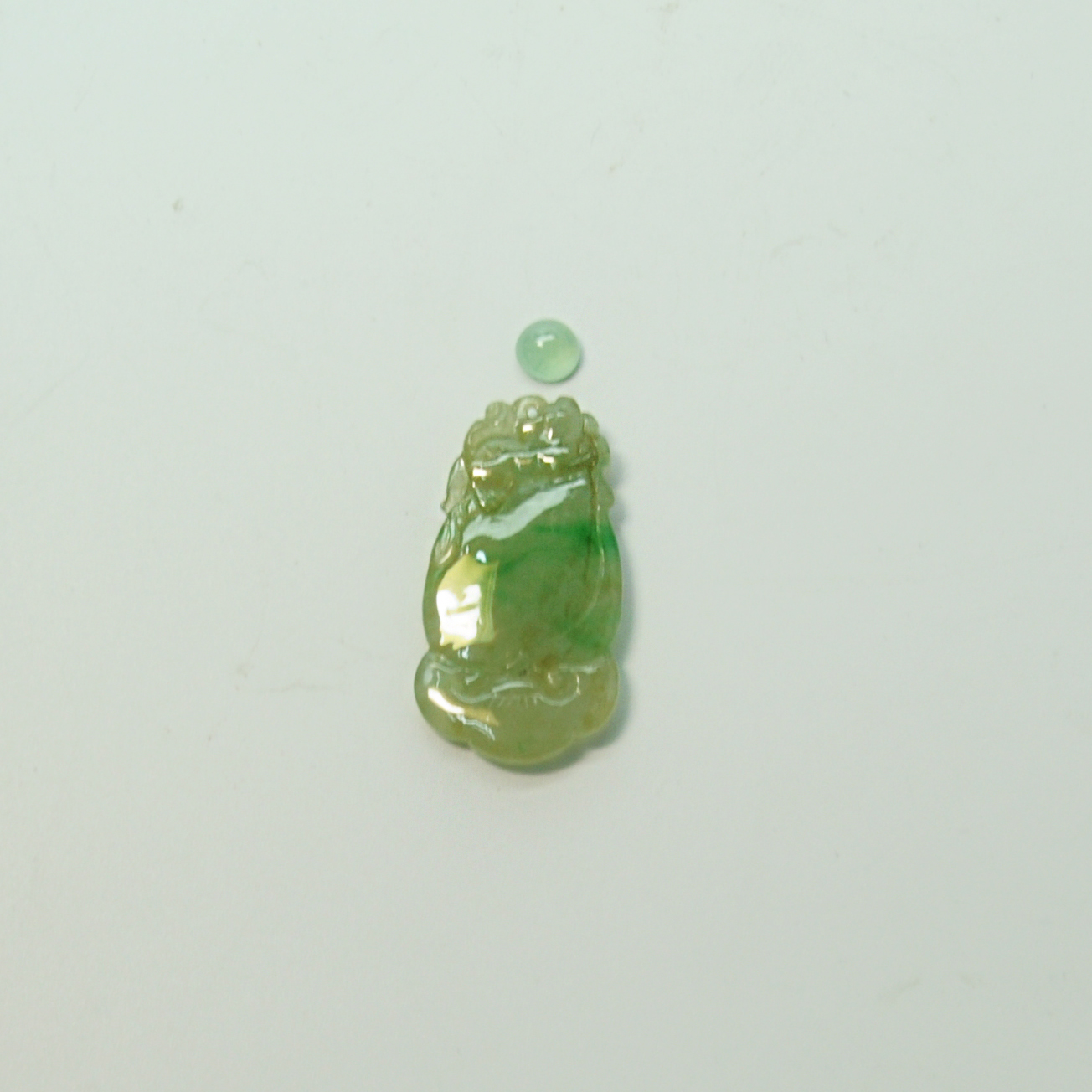 圖示-翡翠玻璃種/金絲吊墜配6mm玻冰種圓形弧面翡翠(Jadeite)