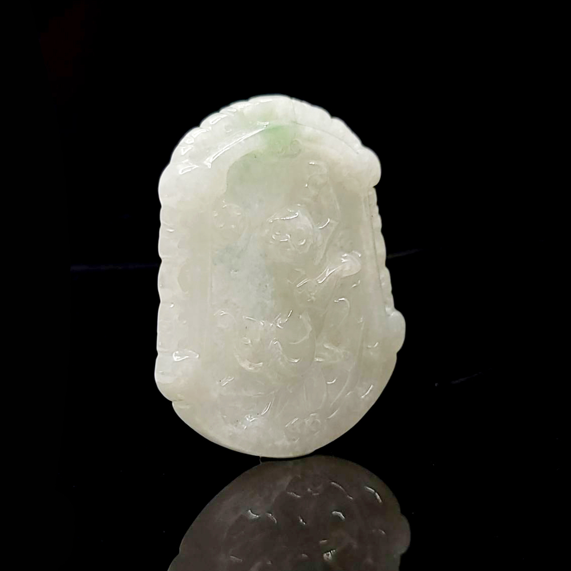 圖示-翡翠/玉猴玻璃種吊墜(Jadeite Pendant)