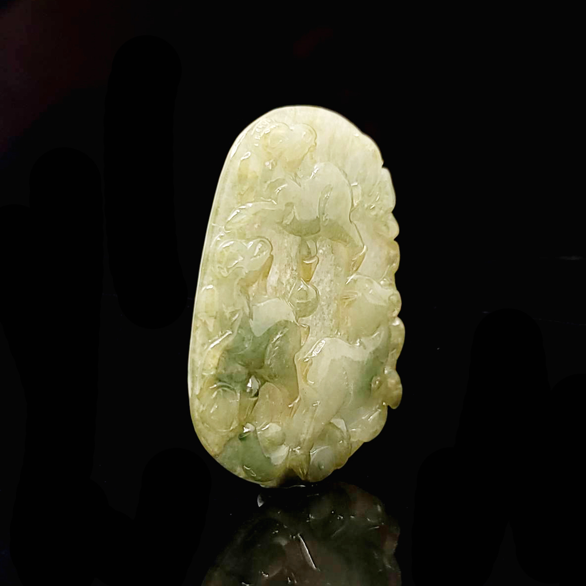 圖示-翡翠/三陽開泰玻璃種吊墜(Jadeite Pendant)